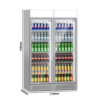 (2 szt.) Chłodziarka do napojów - 690 litrów - bezramkowy design - z 2 szklanymi drzwiami & wyświetlaczem reklamowym - Prime Gastro