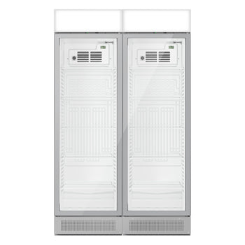 (2 szt.) Chłodziarka do napojów - 690 litrów - bezramkowy design - z 2 szklanymi drzwiami & wyświetlaczem reklamowym - Prime Gastro