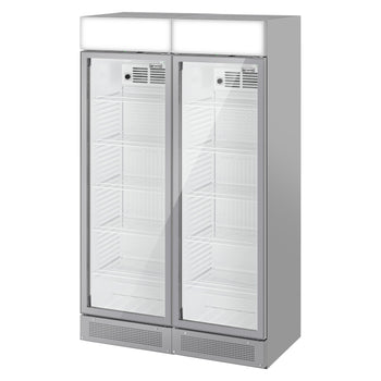 (2 szt.) Chłodziarka do napojów - 690 litrów - bezramkowy design - z 2 szklanymi drzwiami & wyświetlaczem reklamowym - Prime Gastro