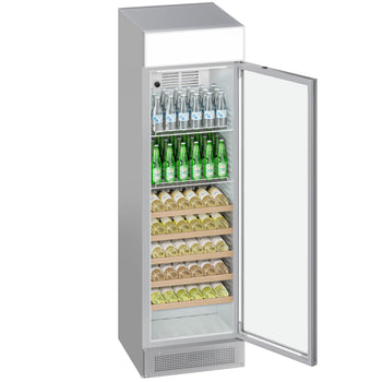 Chłodziarka do napojów - 345 litrów - bezramkowy design - z 1 szklanymi drzwiami & wyświetlaczem reklamowym - Prime Gastro