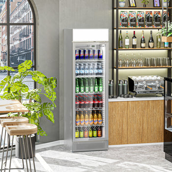 Chłodziarka do napojów - 345 litrów - bezramkowy design - z 1 szklanymi drzwiami & wyświetlaczem reklamowym - Prime Gastro