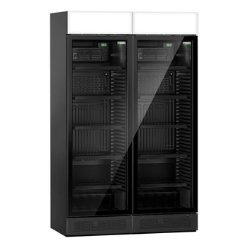 (2 sztuki) Chłodziarka do napojów - 690 litrów - bezramkowy design - z 2 szklanymi drzwiami & wyświetlaczem reklamowym - Prime Gastro