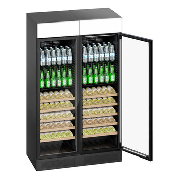 (2 sztuki) Chłodziarka do napojów - 690 litrów - bezramkowy design - z 2 szklanymi drzwiami & wyświetlaczem reklamowym - Prime Gastro
