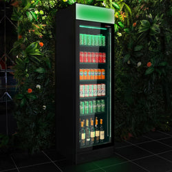 Chłodziarka do napojów - 345 litrów - bezramkowy design - z 1 szklanymi drzwiami i kolorowym oświetleniem LED