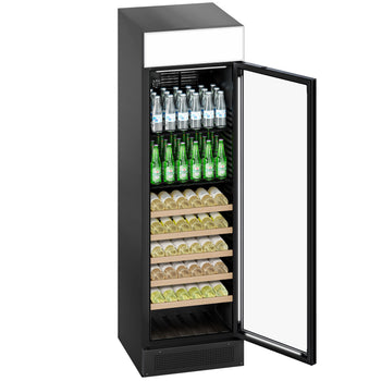 Chłodziarka do napojów - 345 litrów - bezramkowy design - z 1 szklanymi drzwiami & wyświetlaczem reklamowym - Prime Gastro