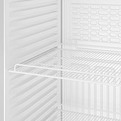 Szafa chłodnicza przeszklona PREMIUM - 358L - 595mm - bezramowe drzwi - 1‑drzwiowa, drzwi skrzydłowe, drzwi szklane - z podświetlanym panelem reklamowym - oświetlenie LED - cyfrowy wyświetlacz temperatury - 1–10°C