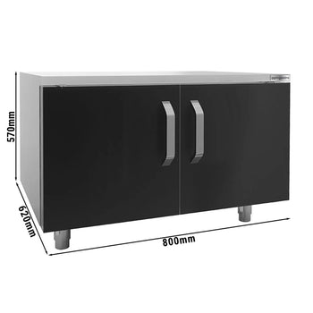 Podstawa nierdzewna - 800 mm - 2 drzwi - czarna - Prime Gastro
