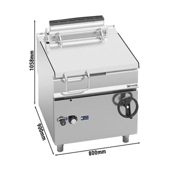 Gazowa patelnia uchylna do smażenia - 80 litrów - 20 kW - z pokrętłem manualnym - Prime Gastro