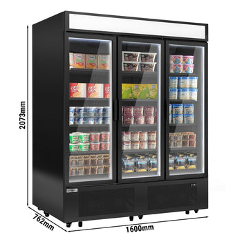 Zamrażarka - 1600 mm - od -18 do -23 °C - z izolowanymi szklanymi drzwiami - 4 półki - Prime Gastro