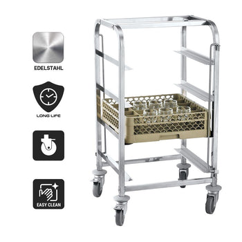 Wózek na naczynia ze stali nierdzewnej - na 4 kosze - Prime Gastro