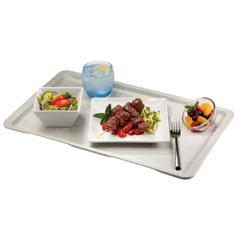 (12 szt.) CAMBRO | Tacka poliestrowa Lite - GN 1/1 - spłaszczone krawędzie - granitowa czarna w kropki