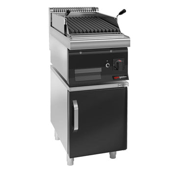 Grill gazowy z kamienia lawowego - 7 kW - uchylny ruszt grillowy - włącznie z podstawą z 1 drzwiczkami - Prime Gastro