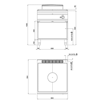Kuchenka gazowa z płytą grzewczą - 13 kW - Prime Gastro