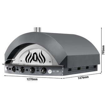 Gazowy piec do pizzy - Antracyt - 9x 25cm - Manualny - Prime Gastro