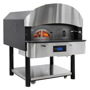 Gazowy piec do pizzy - (z zasobnikiem na drewno) - 6x 30cm - Cyfrowy - Obrotowy - Prime Gastro