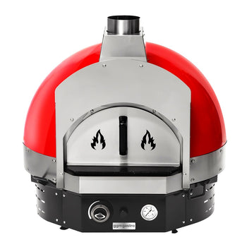 Gazowy piec do pizzy - czerwony - manualny - włącznie z ramą podstawą - Prime Gastro