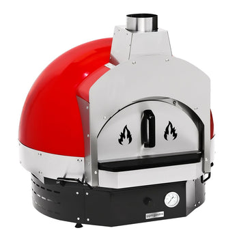 Piec do pizzy na drewno - czerwony - włącznie z ramą podstawy - Prime Gastro