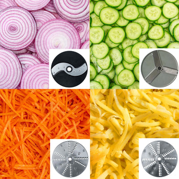 Elektryczna krajalnica do warzyw - 800 W - włącznie z 3 tarczami do krojenia - Prime Gastro