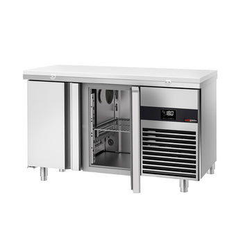 Stół mroźniczy PREMIUM - 1400x700mm - z 2 drzwiami - włącznie z deską do krojenia biały - Prime Gastro