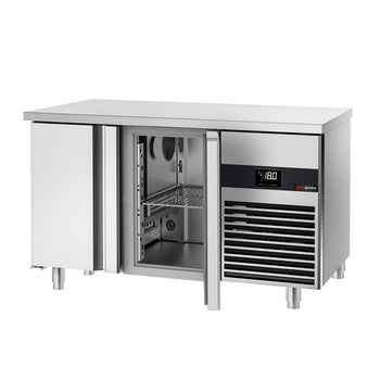 Stół mroźniczy PREMIUM - 1400x700mm - z 2 drzwiami - włącznie z deską do krojenia czerwony - Prime Gastro