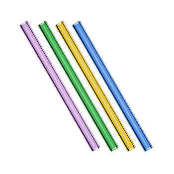 (48 sztuk) Szklane słomki do picia - proste - 200 mm - różne kolory - włącznie z nylonową szczoteczką do czyszczenia słomek - Prime Gastro