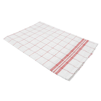 (12 szt.) Ściereczka do szkła wykonana z lnu & bawełny - 650x650mm - czerwona / biała - Prime Gastro