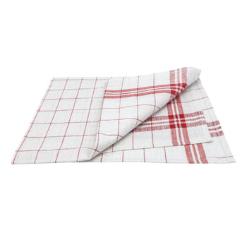 (180 szt.) Ściereczka do szkła wykonana z lnu & bawełny - 650x650mm - czerwona / biała - Prime Gastro