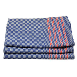 (150 sztuk) Ręcznik pitny wykonany z pół lnu - 50 x 100 cm - niebieska kratka w czerwone pionowe paski