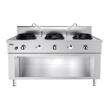 Kuchenka gazowa Wok- 45 kW - 3 płyty grzewcze - 2 mini kolumny wodne - Prime Gastro