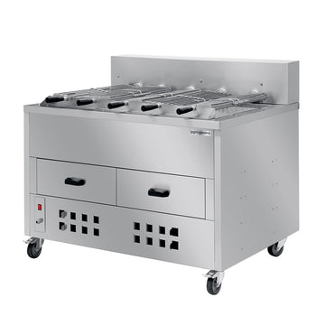 Grill węglowy / opiekacz do kurczaka - 1200 mm - z 5 szpikulcami - Prime Gastro
