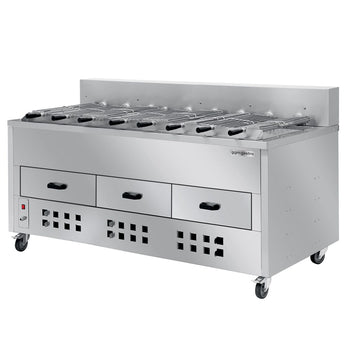 Grill węglowy / opiekacz do kurczaka - 1800 mm - z 8 szpikulcami - Prime Gastro