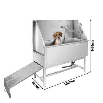 Wanna do pielęgnacji zwierząt - z rampą, kranem i perforowaną podstawą ze stali nierdzewnej - Prime Gastro