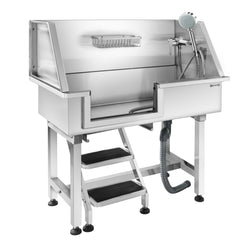 Wanna do pielęgnacji zwierząt - ze stopniami, kranem i matą antypoślizgową