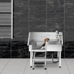 Wanna do pielęgnacji zwierząt - ze stopniami, kranem i matą antypoślizgową