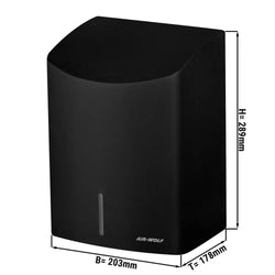 (2 szt.) AIR - WOLF | Suszarka do rąk z czujnikiem podczerwieni - Stal nierdzewna matowa czarna