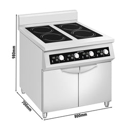 Kuchenka indukcyjna - 20 kW - 4 płyty grzewcze