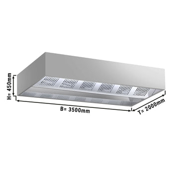 Indukcyjny okap sufitowy - 3,5m - z filtrem & lampą LED - Prime Gastro
