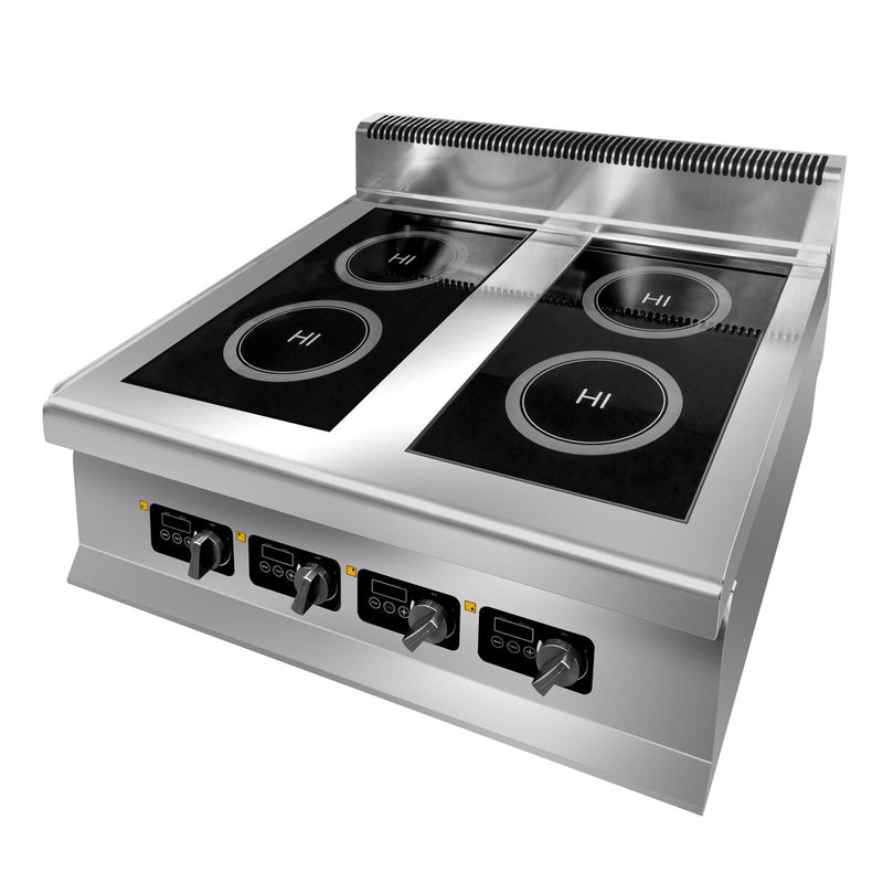 Kuchnia indukcyjna nastawna - 12kW - 4 pola grzewcze - z panelem cyfrowym (LCD) - nastawna
