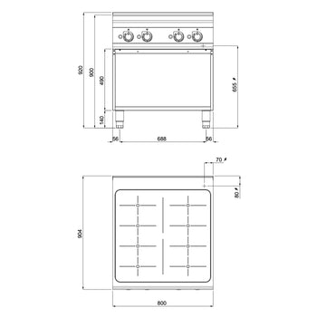 Kuchenka indukcyjna z płytą grzewczą - 28 kW - Prime Gastro