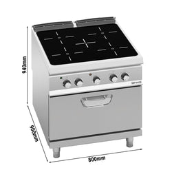 Kuchenka na podczerwień - 16 kW - 4 płyty grzewcze - włącznie z piekarnikiem elektrycznym - 4,46 kW