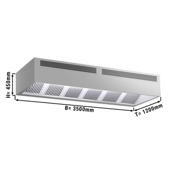 Okap skrzynki indukcyjnej - 3,5 m - z filtrem i lampą LED - Prime Gastro