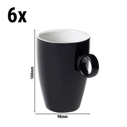 (6 szt.) BART COLOUR CAFE - Filiżanka do kawy [Colour Cafe] - 230ml - Czarny - Porcelana - sztaplowana