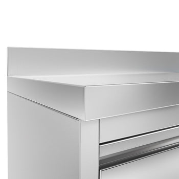 2x Szafki gastronomiczne robocze na ekspres do kawy - 800x600 mm - z drzwiami na zawiasach, szufladami, kołatką & panelem tylnym - Prime Gastro