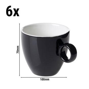 (6 sztuk) BART COLOUR CAFE - Filiżanka do kawy - 170ml - Czarna - Prime Gastro
