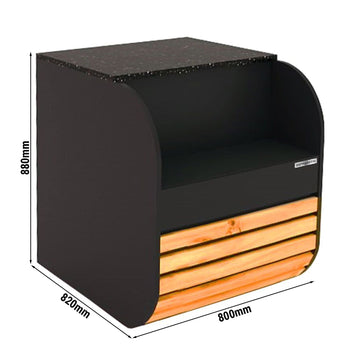 Lada kasowa - 800 mm - drewniany panel przedni - Czarny granit - Prime Gastro