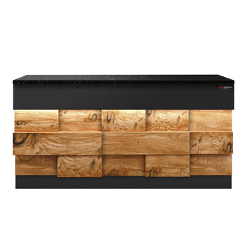 Lada kasowa TORONTO - 1800 mm - drewniany panel przedni - blat roboczy kuchenny z czarnego granitu - Prime Gastro