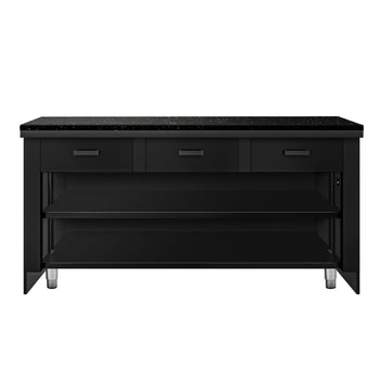 Lada kasowa TORONTO - 1800 mm - drewniany panel przedni - blat roboczy kuchenny z czarnego granitu - Prime Gastro