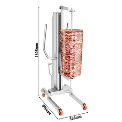Podnośnik do kebaba do różnych grilli do dönera - stal nierdzewna AISI 430 - 566x890x1605mm - 88kg - max. udźwig 350kg