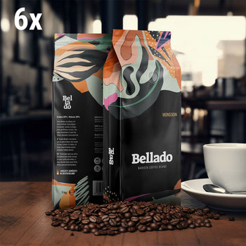 BELLADO | Kawa ziarnista "Monsoon" - 6x 1kg - 60% Arabica i 40% Robusta - Prime Gastro