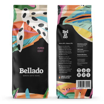 BELLADO | Kawa ziarnista "Pepper Coast" - 12x 1kg - 80% Arabica & 20% Robusta - Prime Gastro